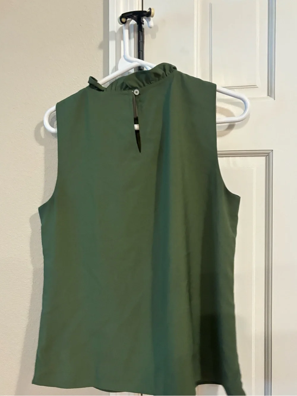 J. Crew Olive Green Sleeveless Ruffle-Neck Camisole